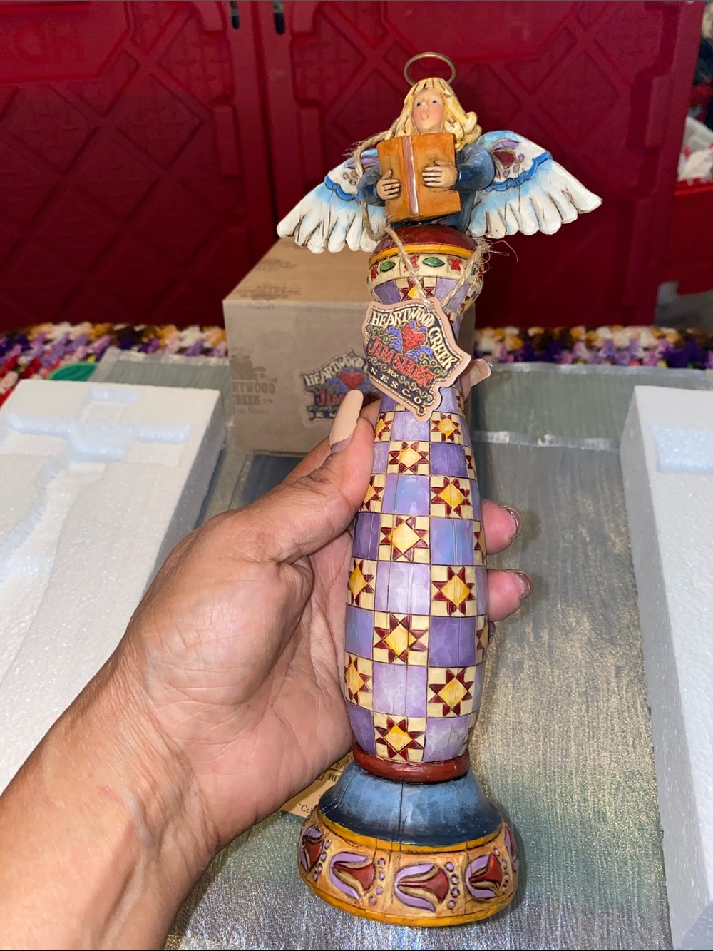 Jim Shore Angel Figurine with Blue, Purple, Gold Accents - Picture 6 of 9
